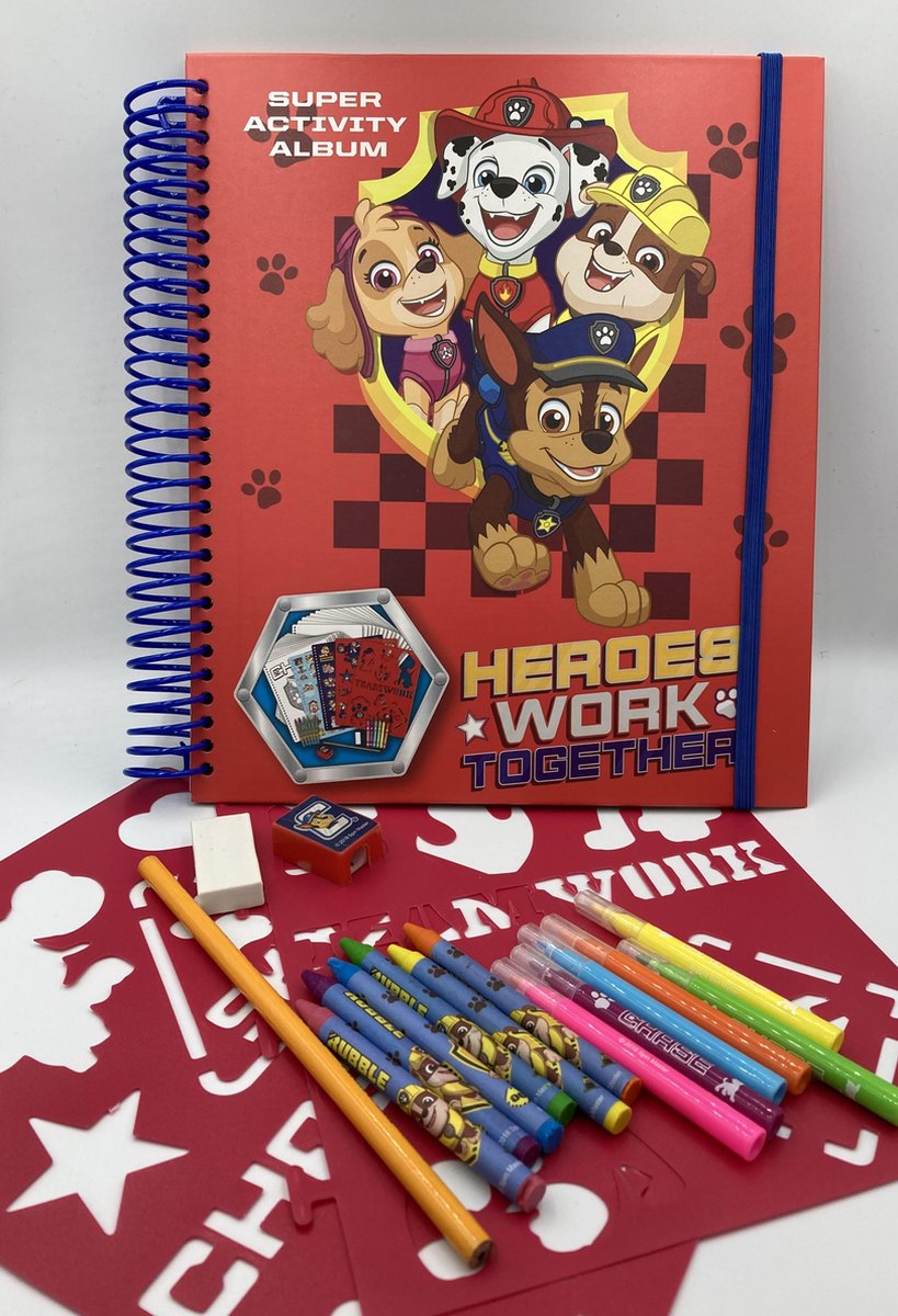 Paw Patrol Giftset Knutselboek| Kleuren & Stickers | Poot Patrouille Cadeau | Activity Book Chase Marshall